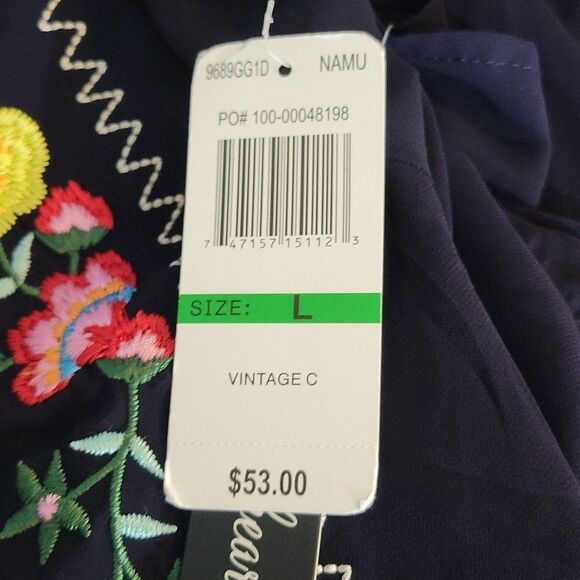 SEQUIN HEARTS Floral and‎ Embroidered and Ruffled Boho Peasant Dress Large - Picture 9 of 9